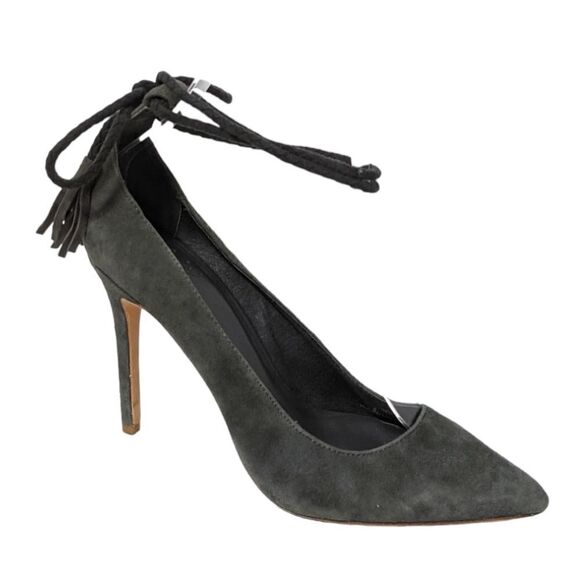 JOIE Angelynn Suede Leather Ankle Wrap Heels Charcoal Gray 36.5 - Picture 11 of 11